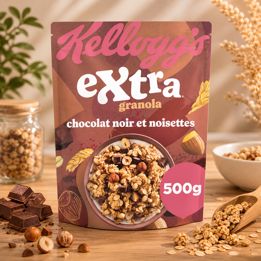 Kellogg's Extra granola chocolat noir noisettes grillées 500g céréales