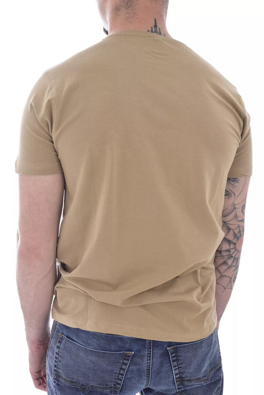 T-shirt Coton Stretch Logo Beige Homme - Just Emporio