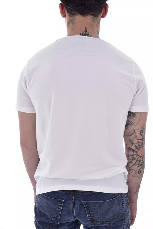 T-shirt Coton Stretch Logo Blanc Homme - Just Emporio