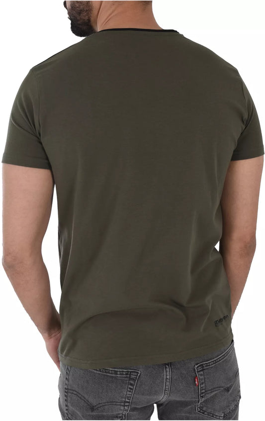 TShirt MC Coton Kaki/Noir - Just Emporio Homme