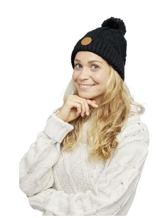 Bonnet à pompon amovible NOIR