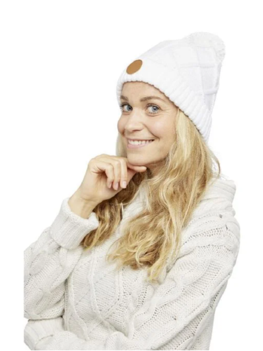 Bonnet à pompon amovible BLANC