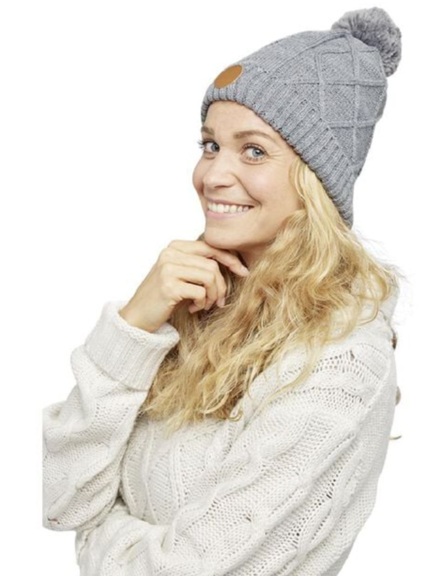 Bonnet à pompon amovible GRIS