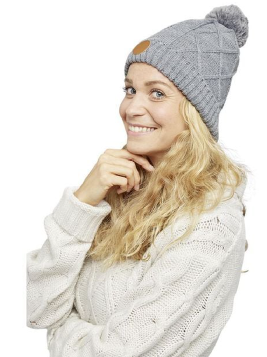 Bonnet à pompon amovible GRIS