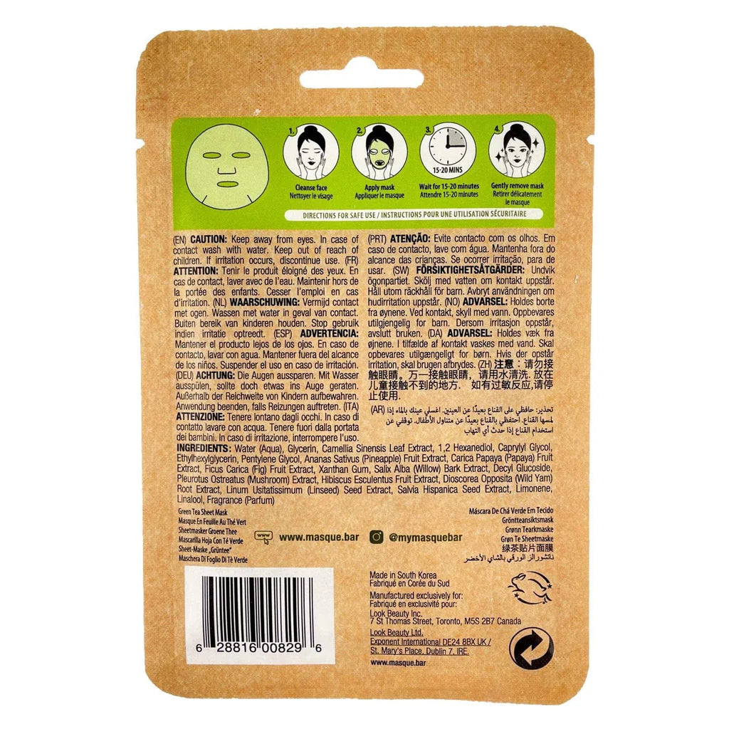 Masque Bar Naturals - Masque tissu au thé vert