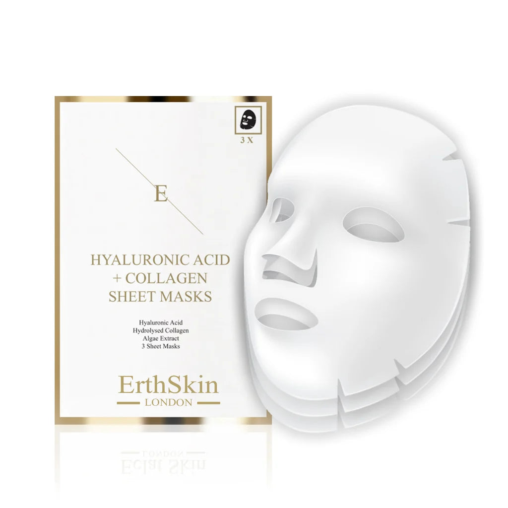 Erth Skin London – Masques Tissu Acide Hyaluronique & Collagène x3