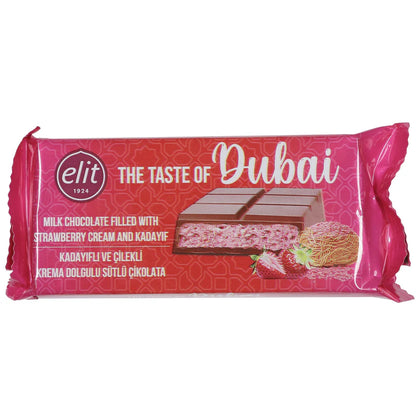Tablette de chocolat de Dubaï à la fraise – crème & kadaïf (90 g)