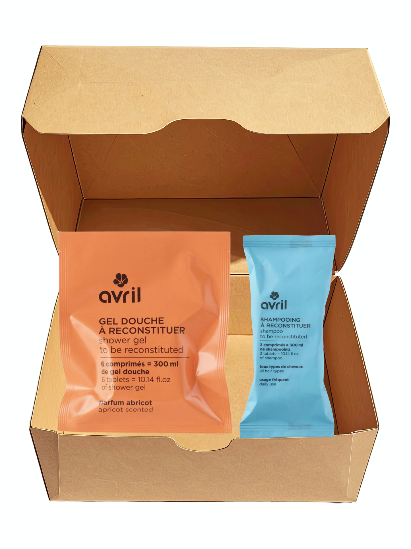 Duo Éco-Recharge Avril : Gel Douche + Shampoing à Reconstituer (2×300 ml)