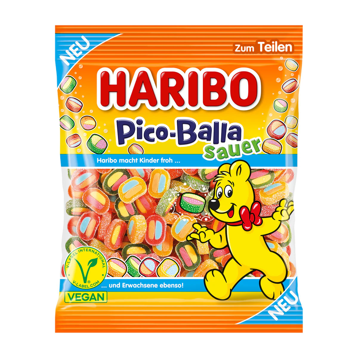 Haribo Pico-Balla Sour – Bonbons fruités acidulés vegan (160 g)