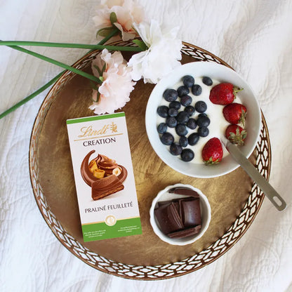 Tablette Lindt Création lait – praliné feuilleté (150 g)