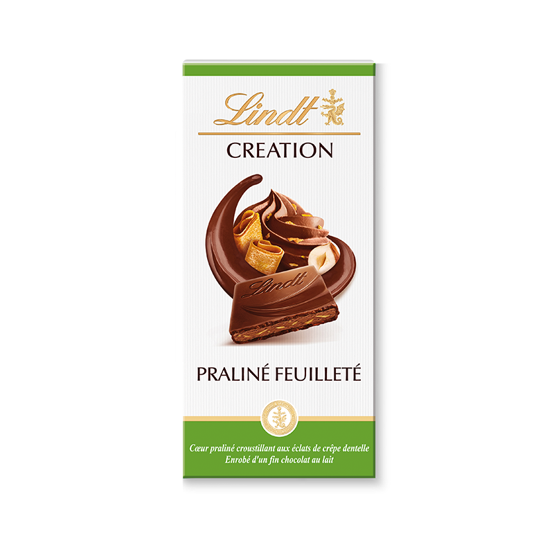 Tablette Lindt Création lait – praliné feuilleté (150 g)