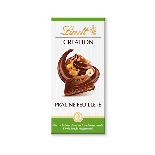 Tablette Lindt Création lait – praliné feuilleté (150 g)