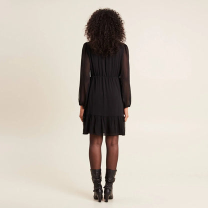 Robe évasée fluide col V – Noir (BRÉAL)