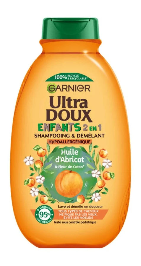 Garnier Ultra Doux Shampooing Enfants 2-en-1 Abricot & Fleur de Coton 600ml