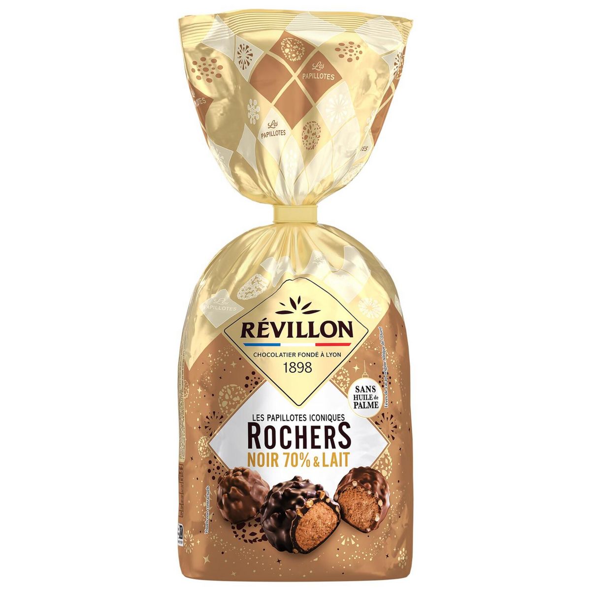 RÉVILLON – Rochers Chocolat Noir 70% & Lait – Sachet Papillotes