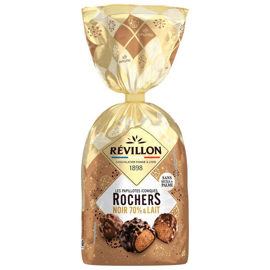 RÉVILLON – Rochers Chocolat Noir 70% & Lait – Sachet Papillotes